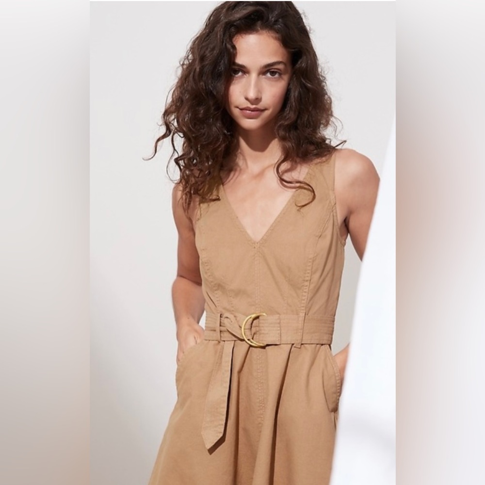 Canvas V-Neck Utility Dress